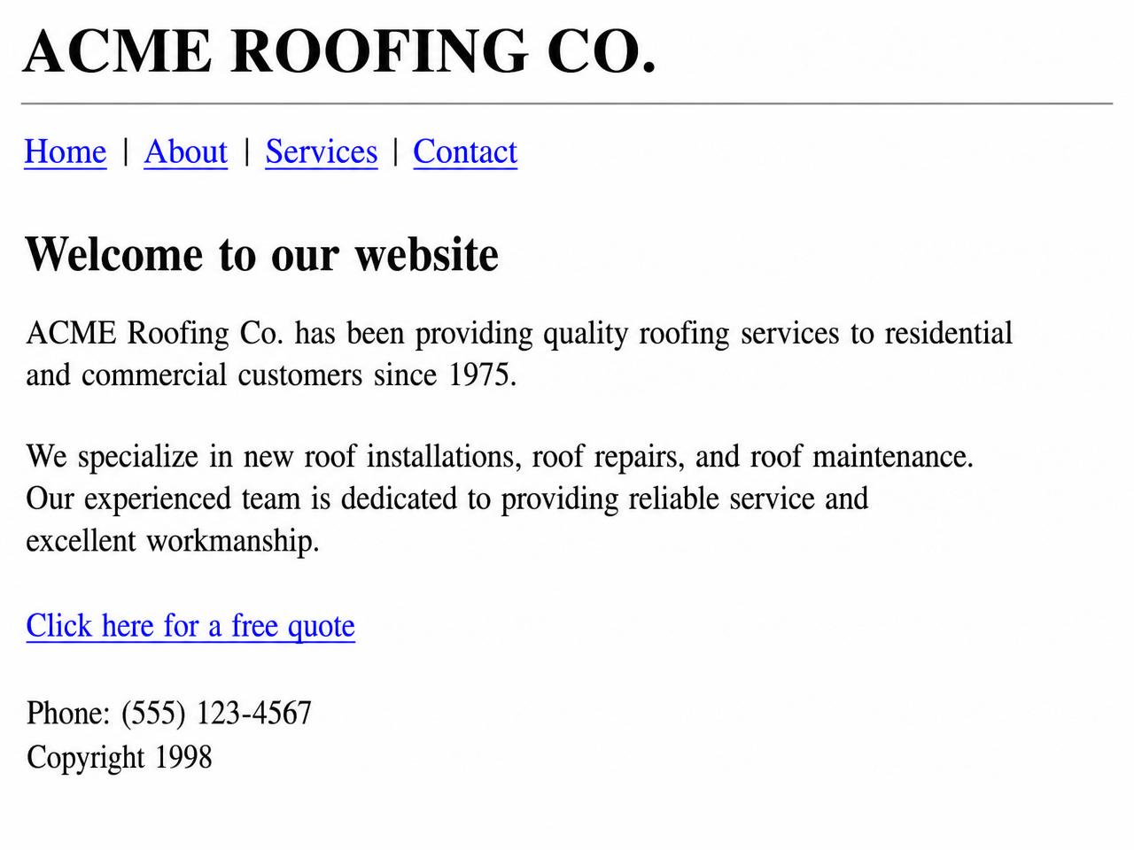 Before — old template website