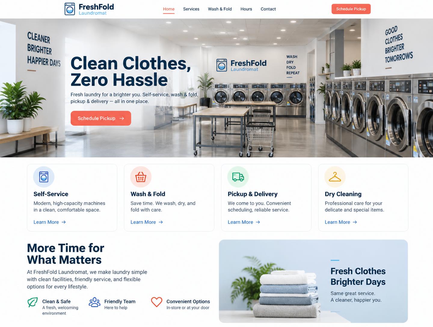 Laundromat website homepage