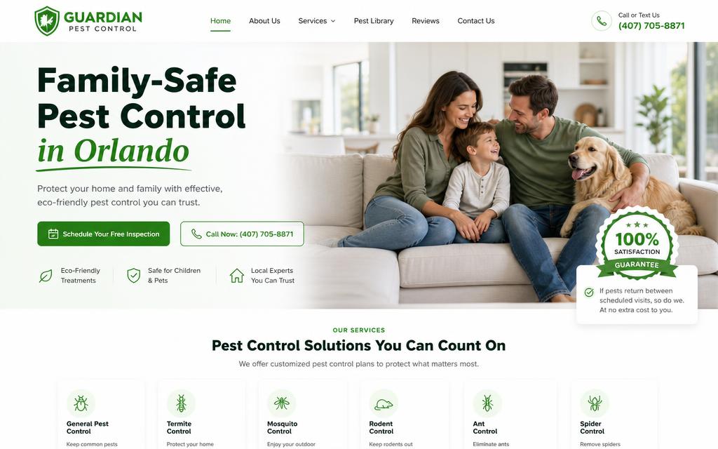 Guardian Pest Control website design by SiteCrew