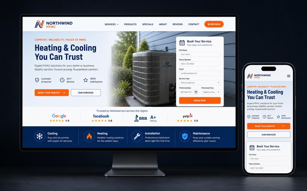 Northwind HVAC website design by SiteCrew