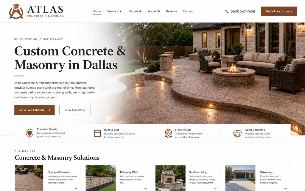 Atlas Concrete & Masonry website design by SiteCrew
