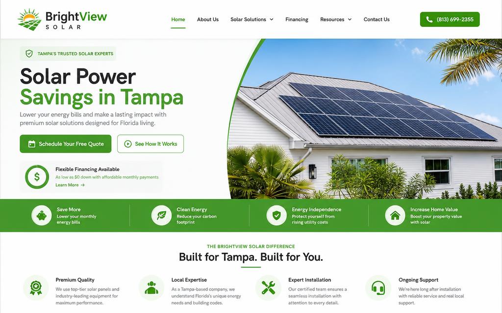 BrightView Solar website design by SiteCrew