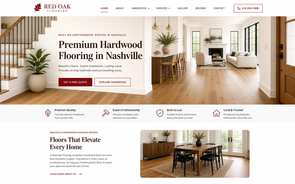 Red Oak Flooring website design by SiteCrew