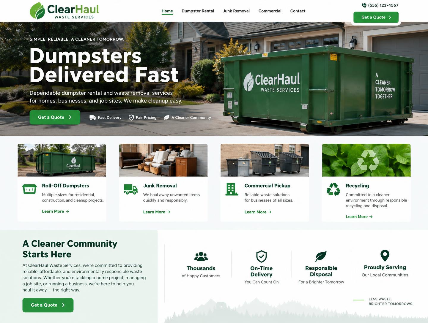 Waste management website homepage